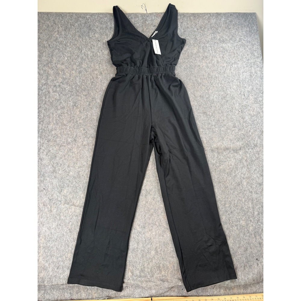 Caralyn Mirand The Drop Jumpsuit Womens XS Black Jersey Wide Leg Chic Minimalist